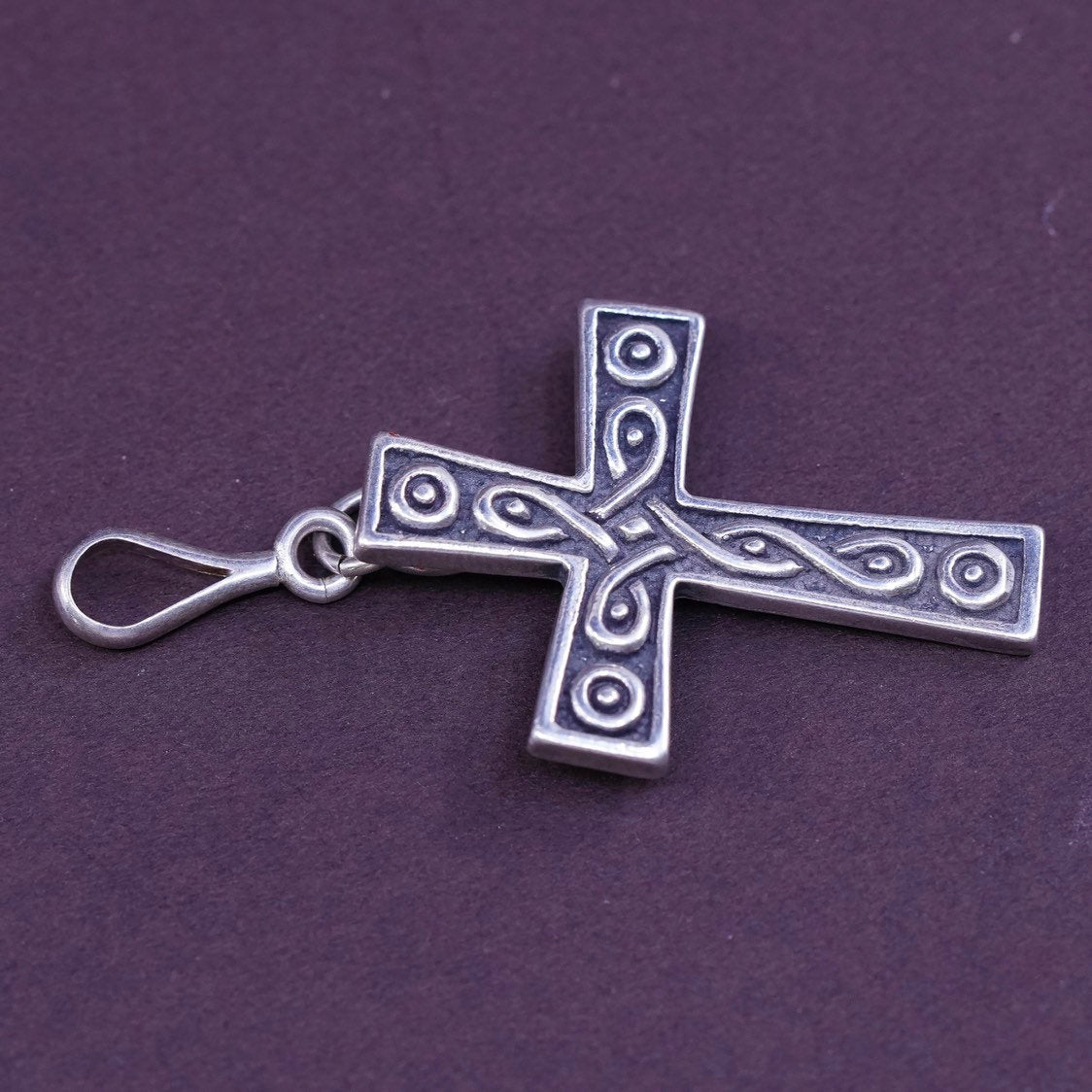 vtg Sterling silver handmade pendant, 925 filigree cross