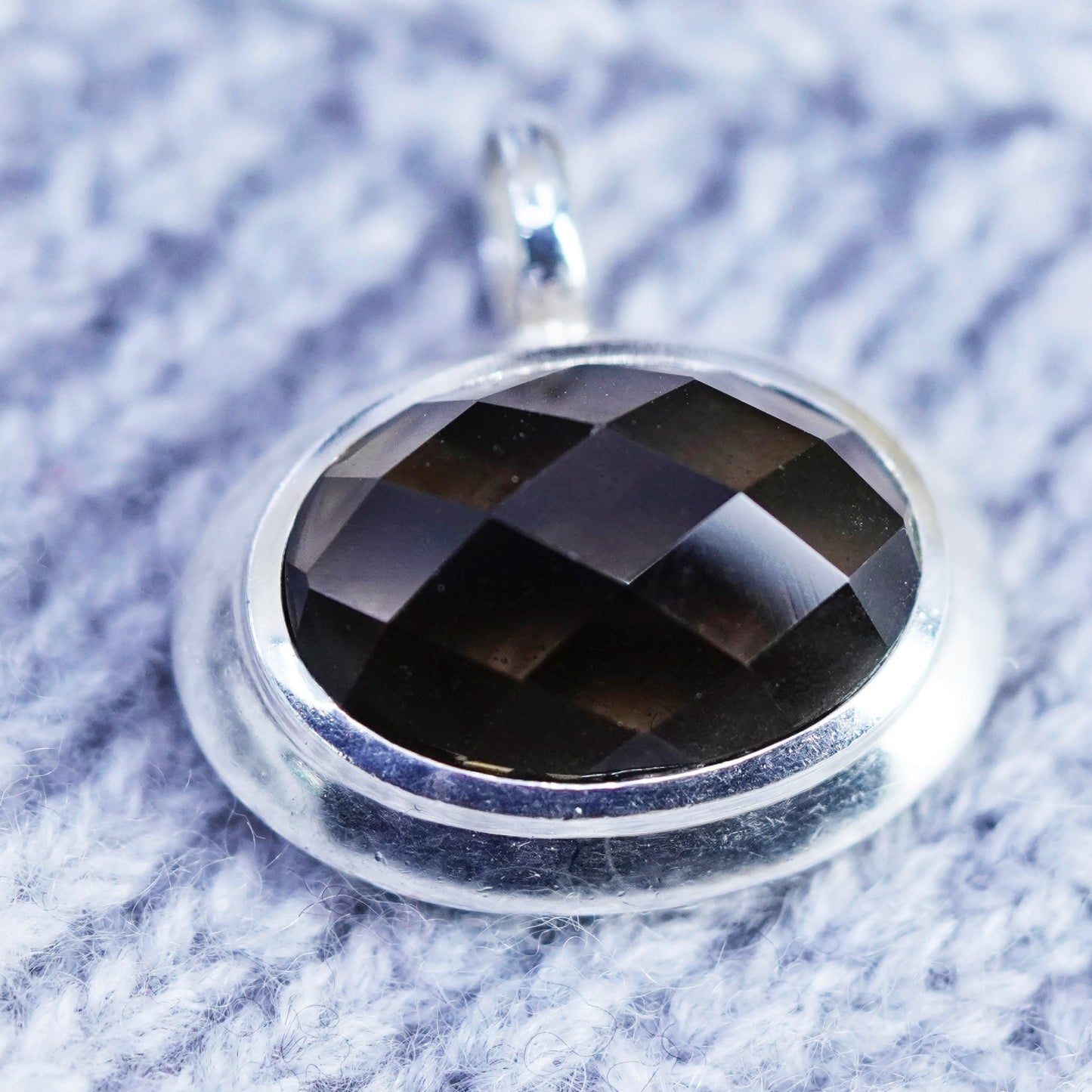 Elle Sterling silver handmade pendant with checker cut smoky topaz