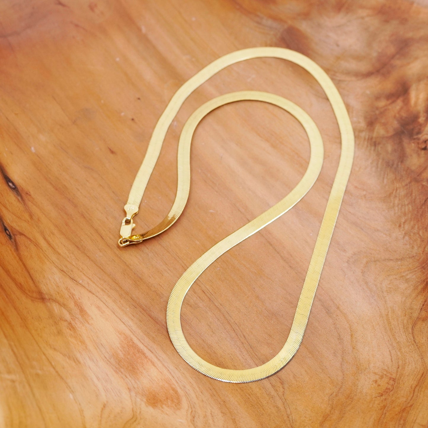 24”, Milor vermeil, gold over Sterling silver necklace, 925 herringbone chain