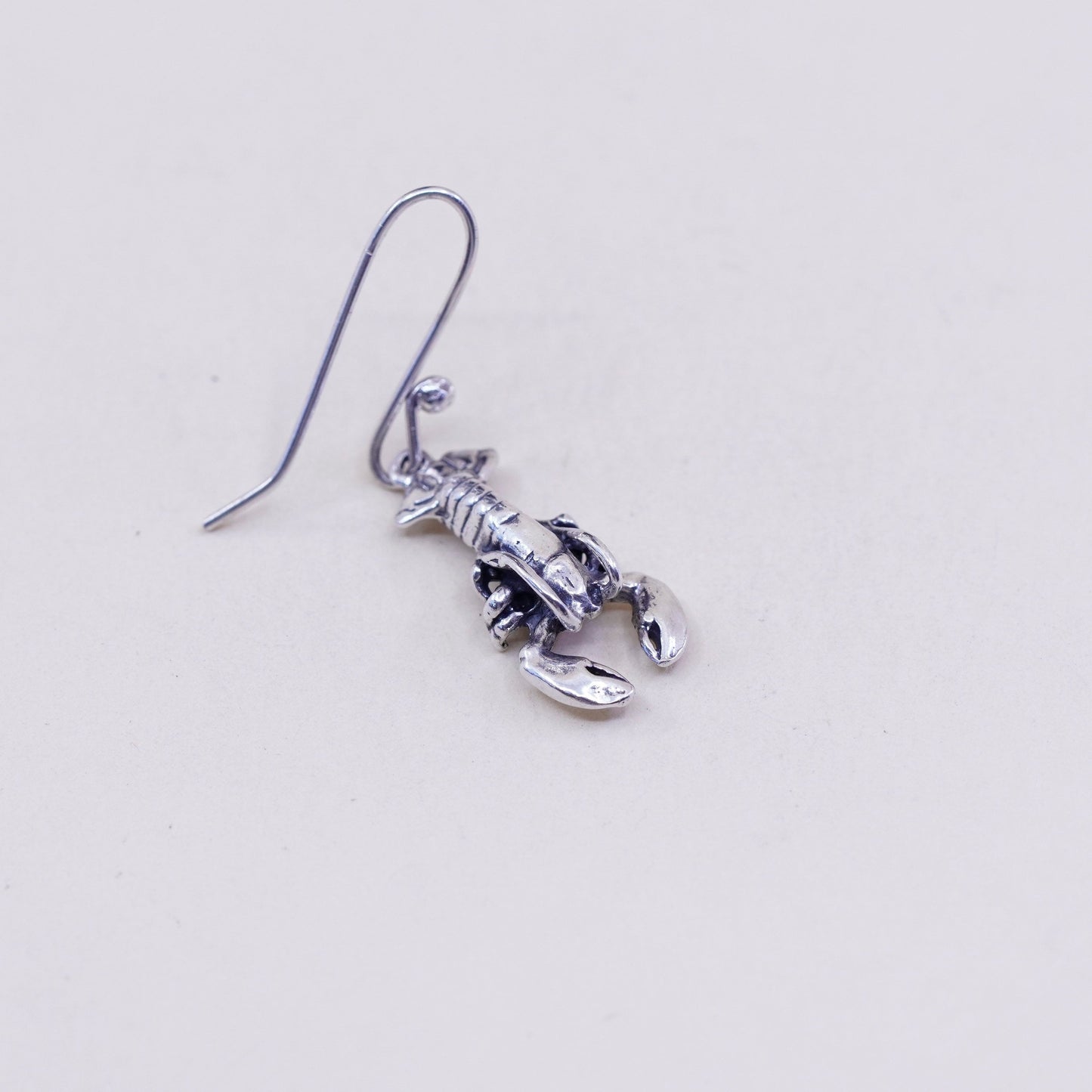 Vintage Sterling silver handmade earrings, modern 925 lobster crawfish dangles