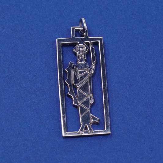 vtg Sterling silver handmade pendant. 925 old fashion figure charm