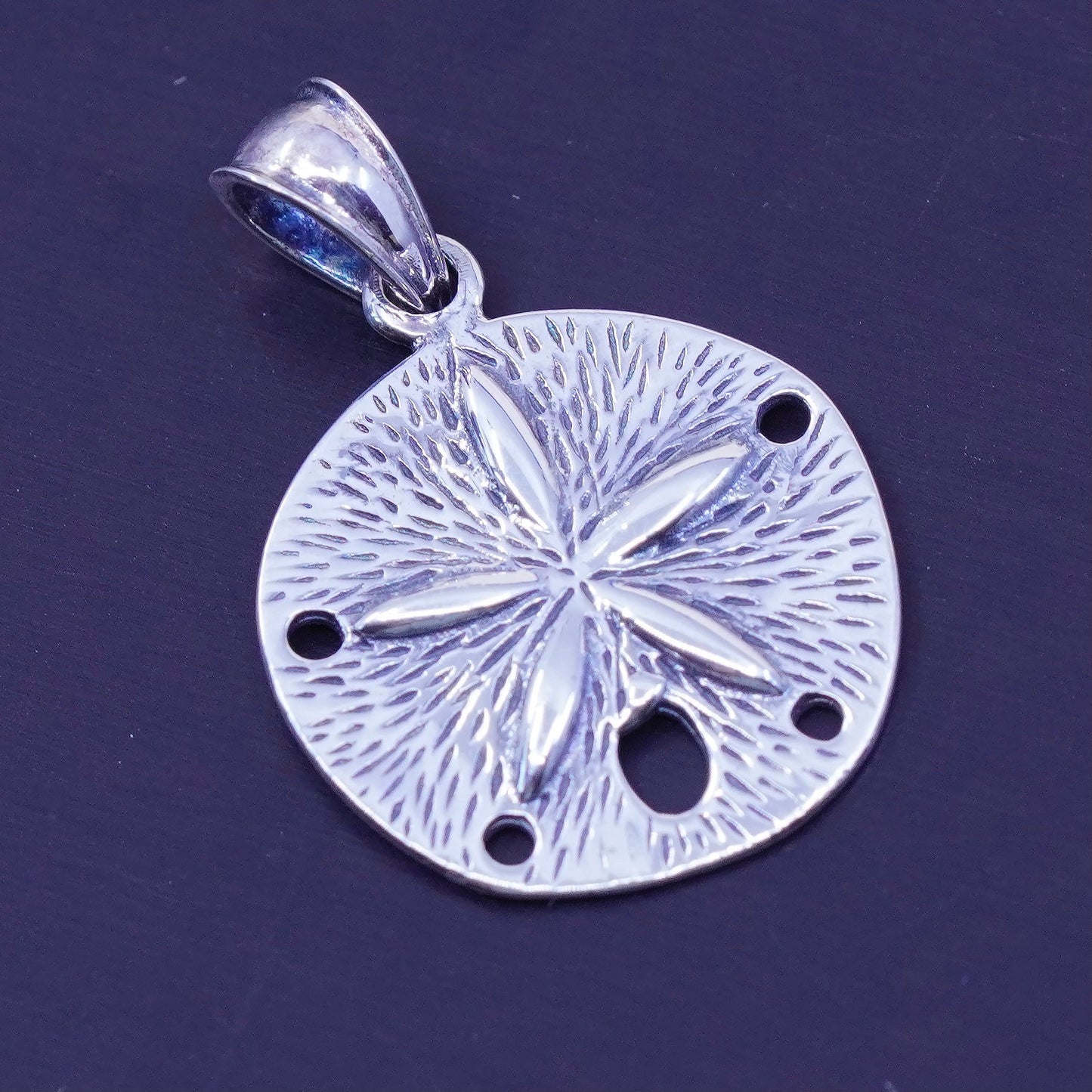 Antique Sterling silver handmade charm, 925 sand dollar pendant