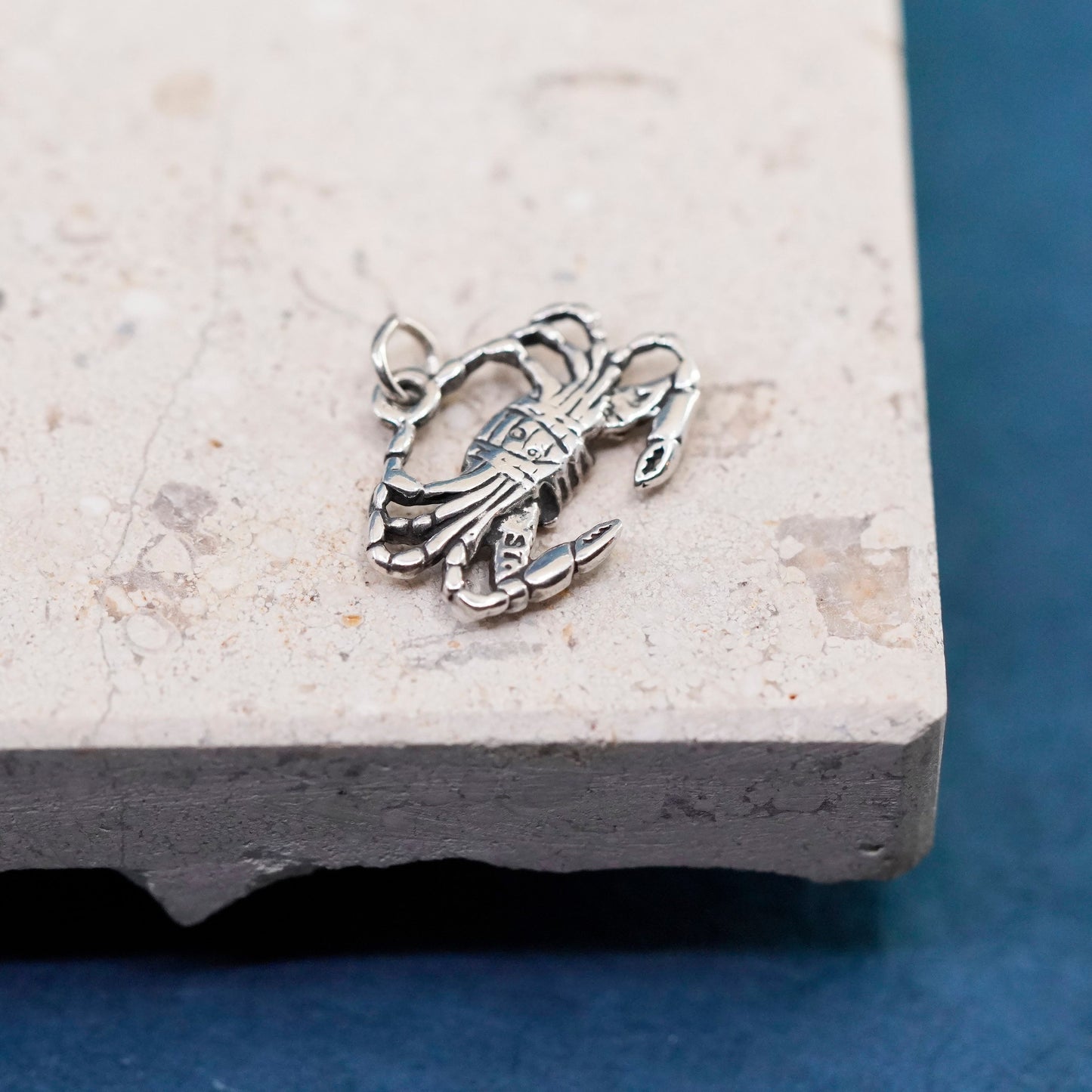 Vintage Sterling silver handmade pendant. 925 crab charm