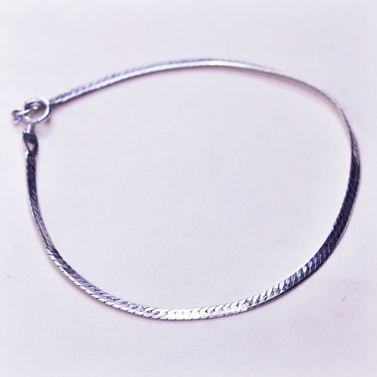7”, 2mm, Vintage sterling silver herringbone bracelet, 925 chain