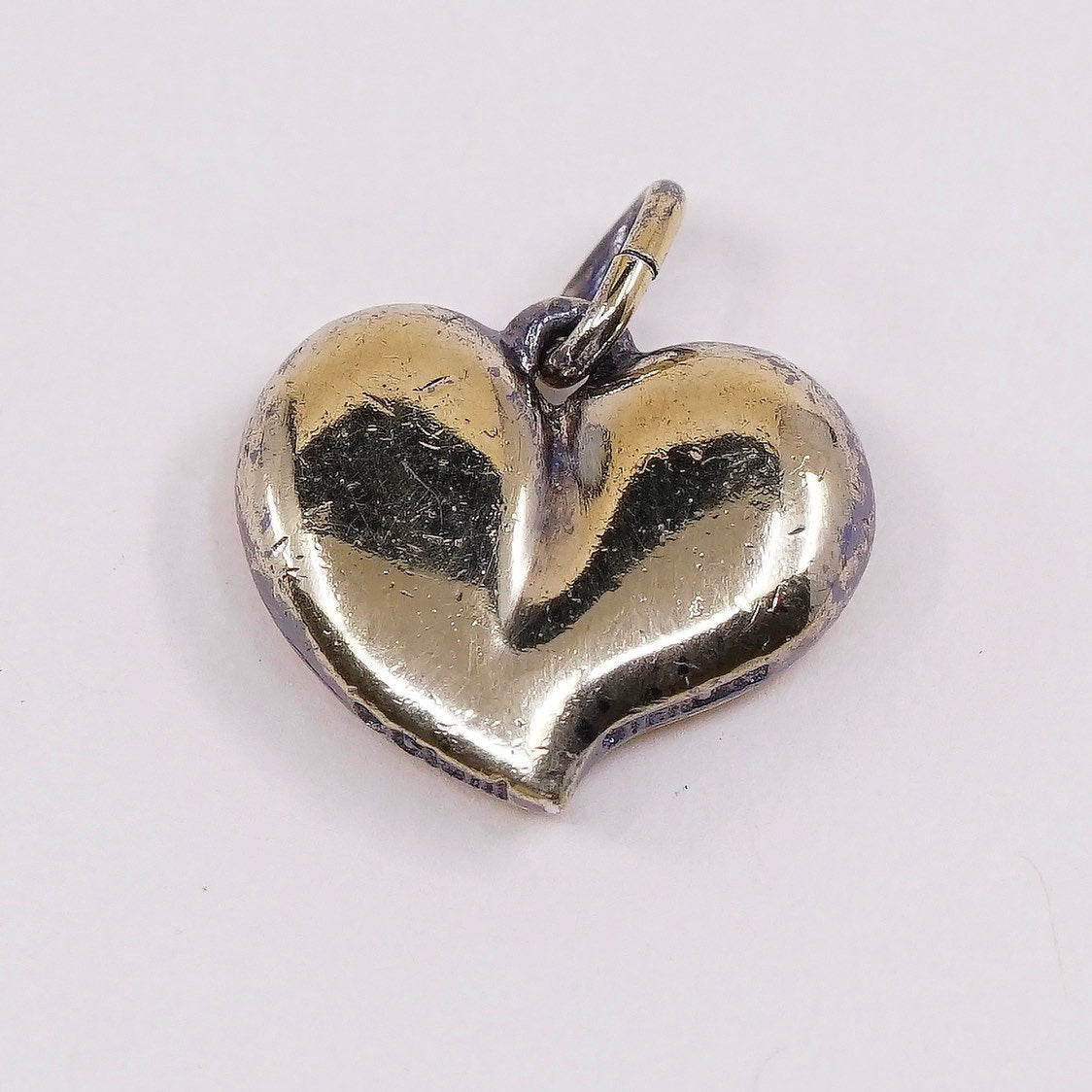 VTG sterling silver heart shaped charm, 925 silver pendant
