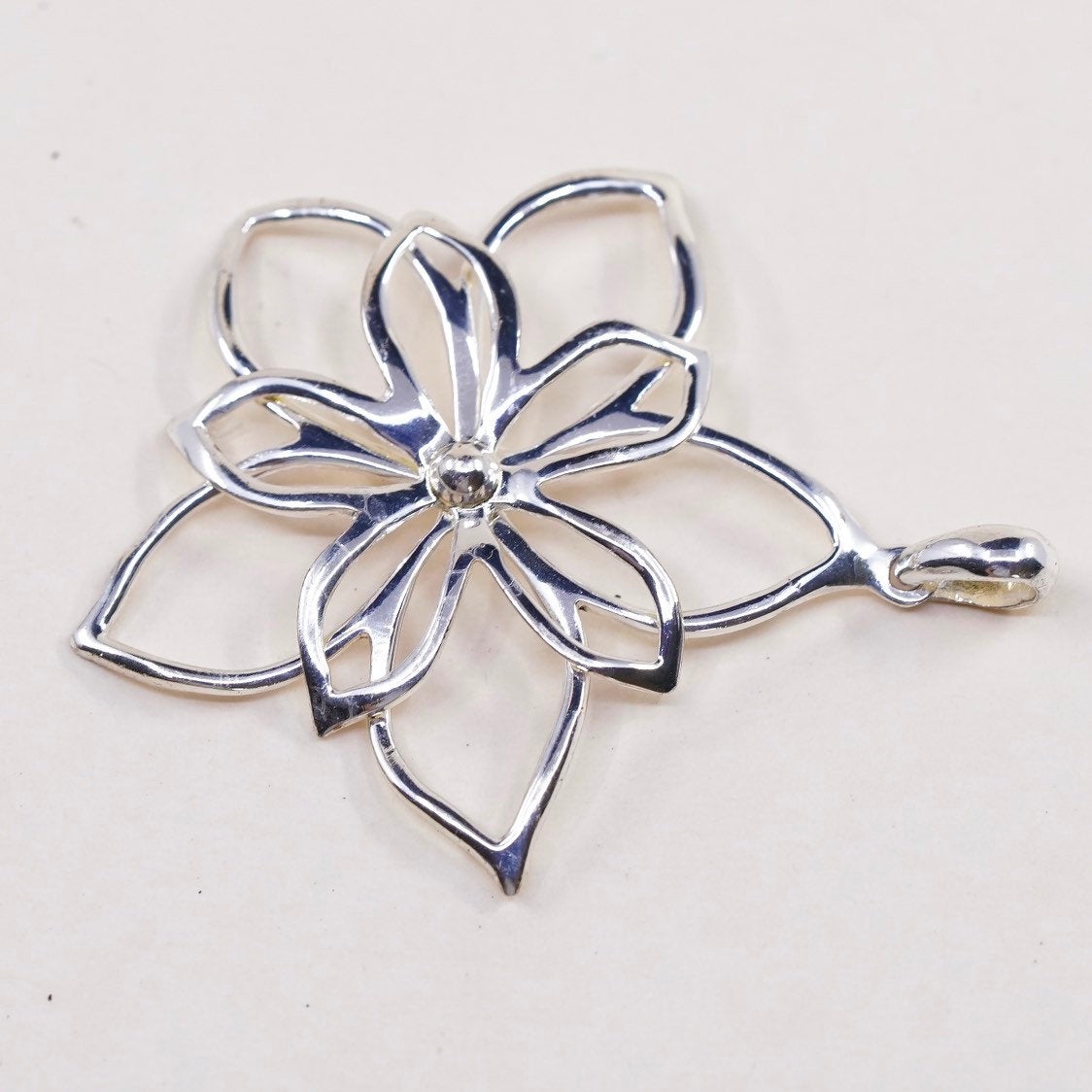 VTG sterling silver handmade pendant, 925 silver knot filigree flower
