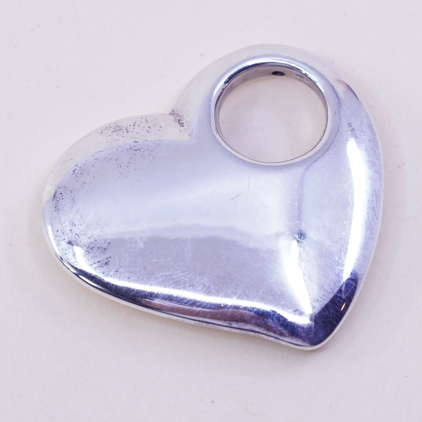 Vintage handmade sterling silver heart, 925 charm pendant