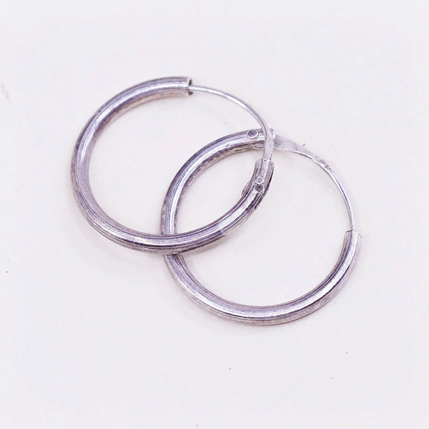 0.5", Vintage sterling silver loop earrings, fashion minimalist, 925 hoops