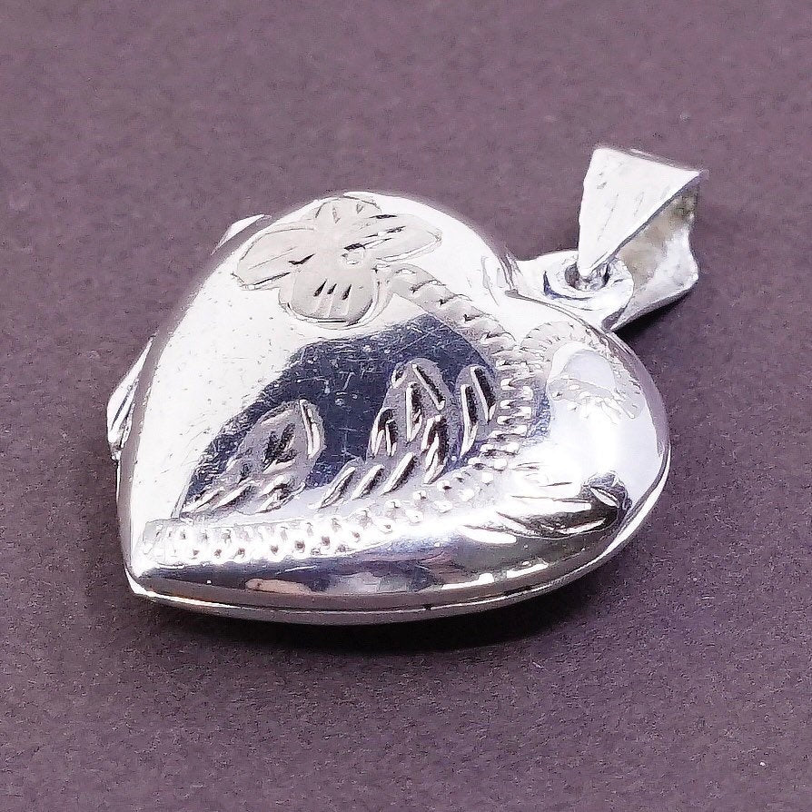 FAS Sterling silver handmade pendant, 925 heart shaped photo locket