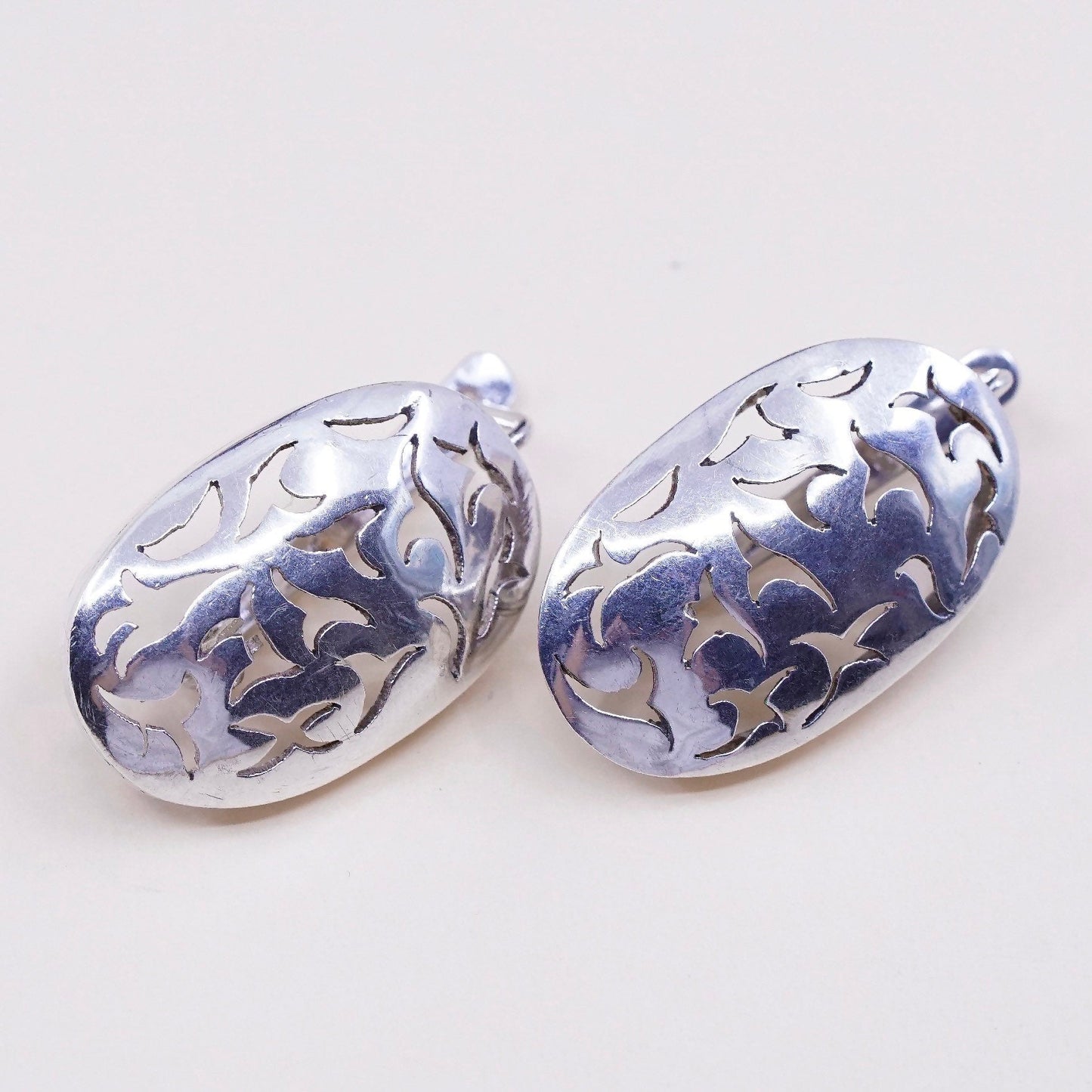 Vintage Sterling silver handmade earrings, 925 filigree studs
