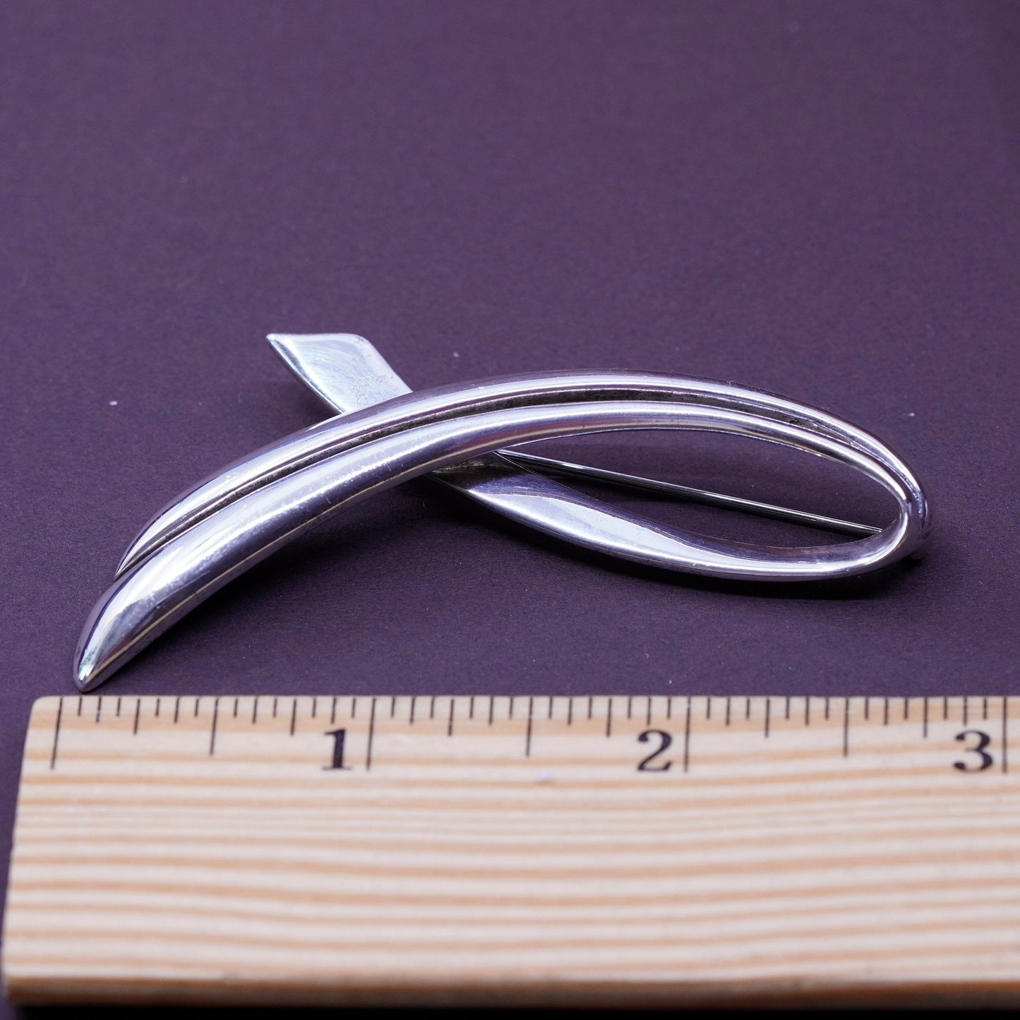 Vintage modern jewelry handmade sterling 925 silver twisted brooch pin