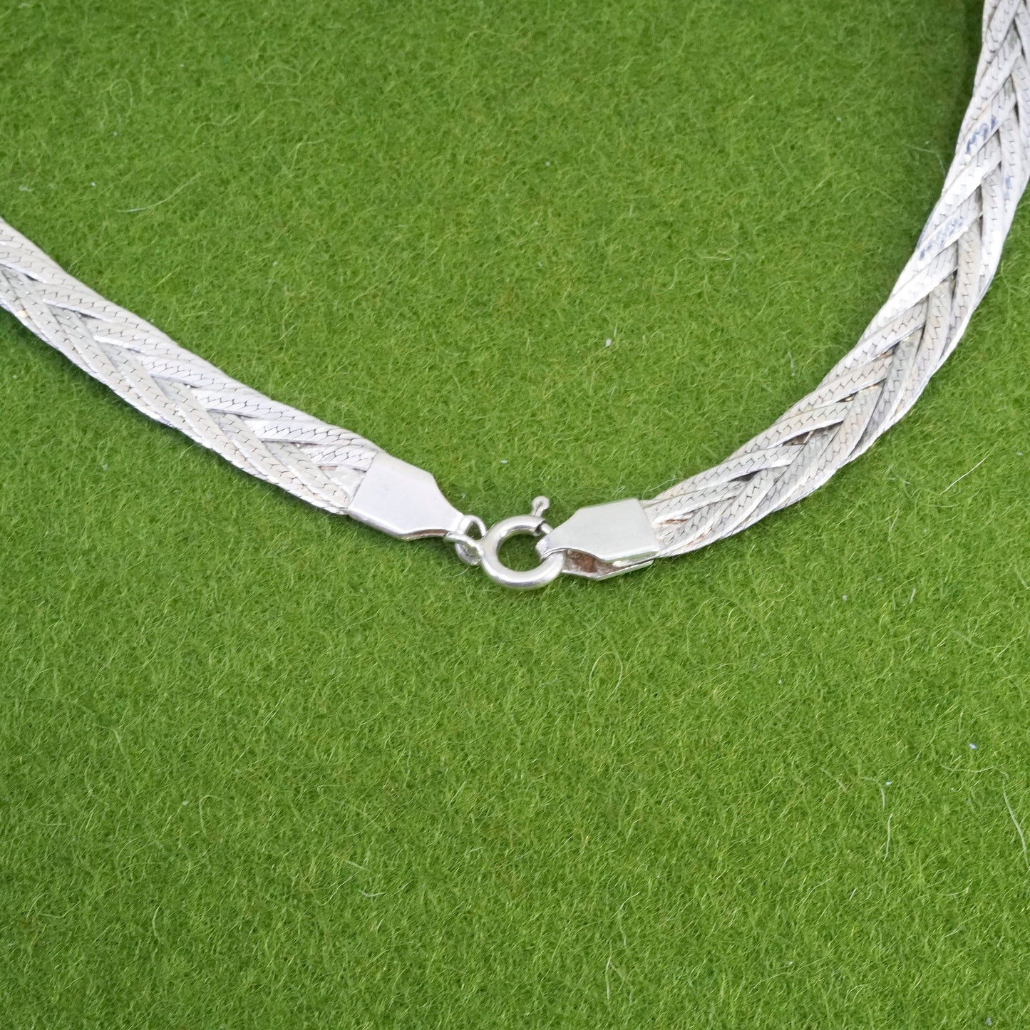 18”, Italy 4 Strands 925 Sterling Silver Woven Braided Herringbone necklace