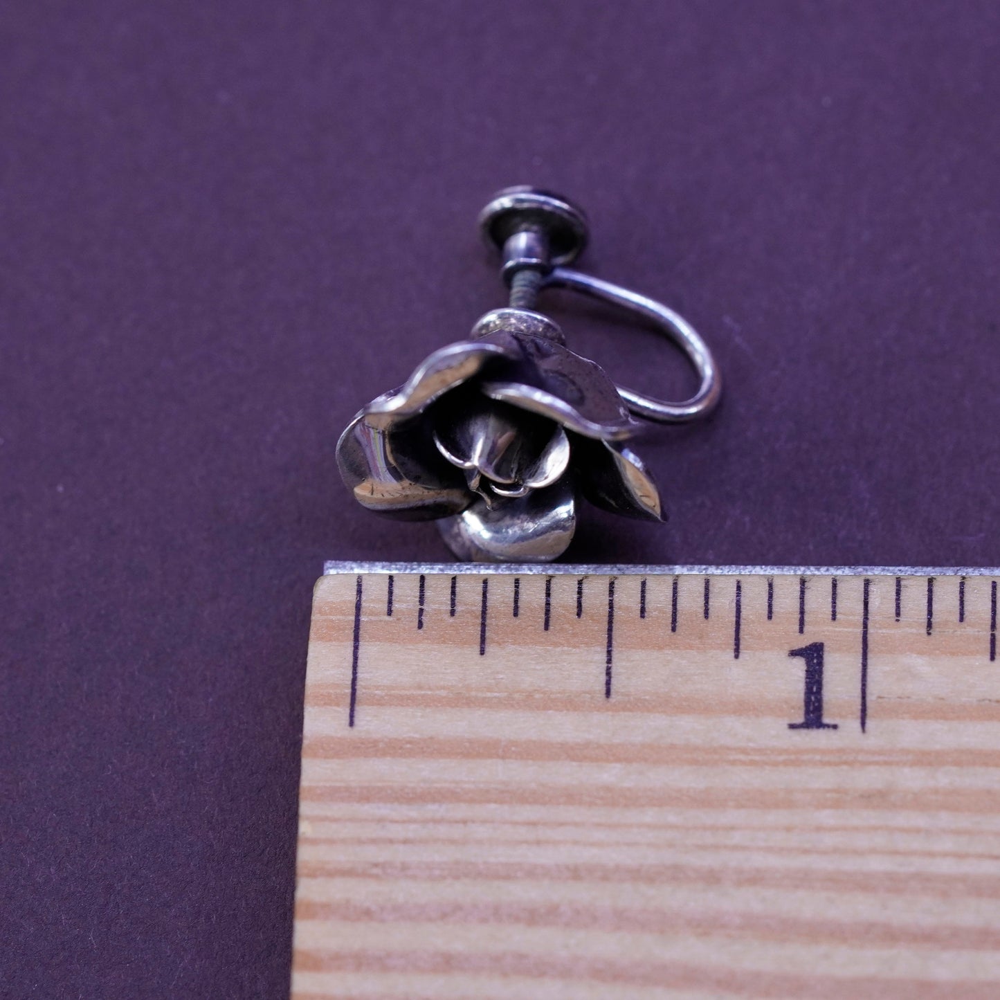 danecraft Sterling silver handmade earrings 925 rose flower screw back earrings