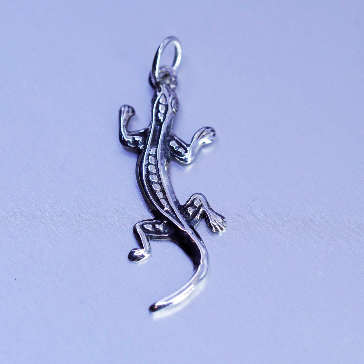 antique sterling 925 silver lizard charm pendant