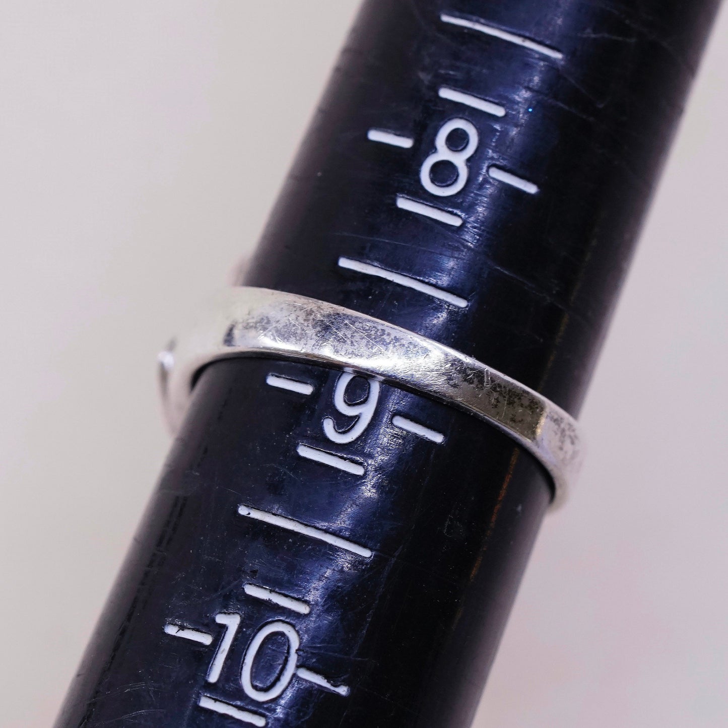 sz 8.75, vtg sterling 925 silver handmade ring w/ amethyst n marcasite