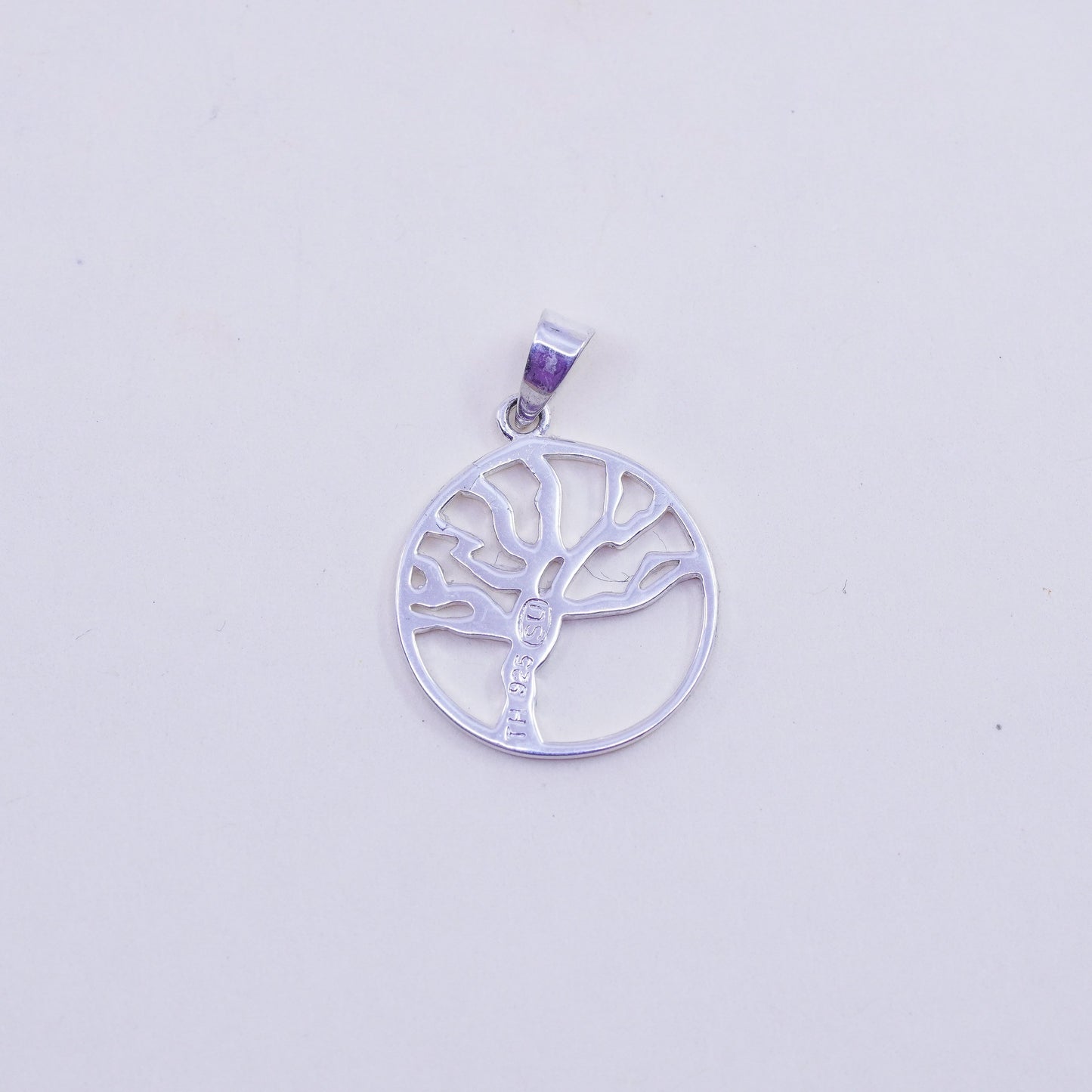 Vintage Sterling silver handmade pendant, 925 filigree tree tag