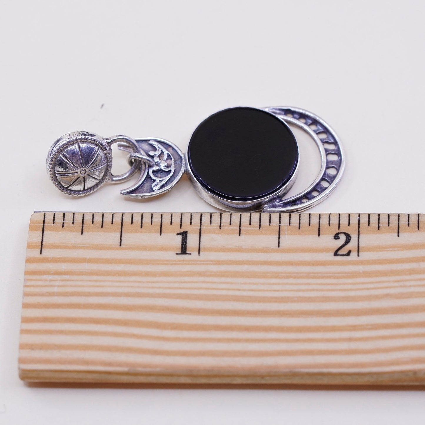 Vintage Israel Sterling 925 silver handmade earrings with obsidian