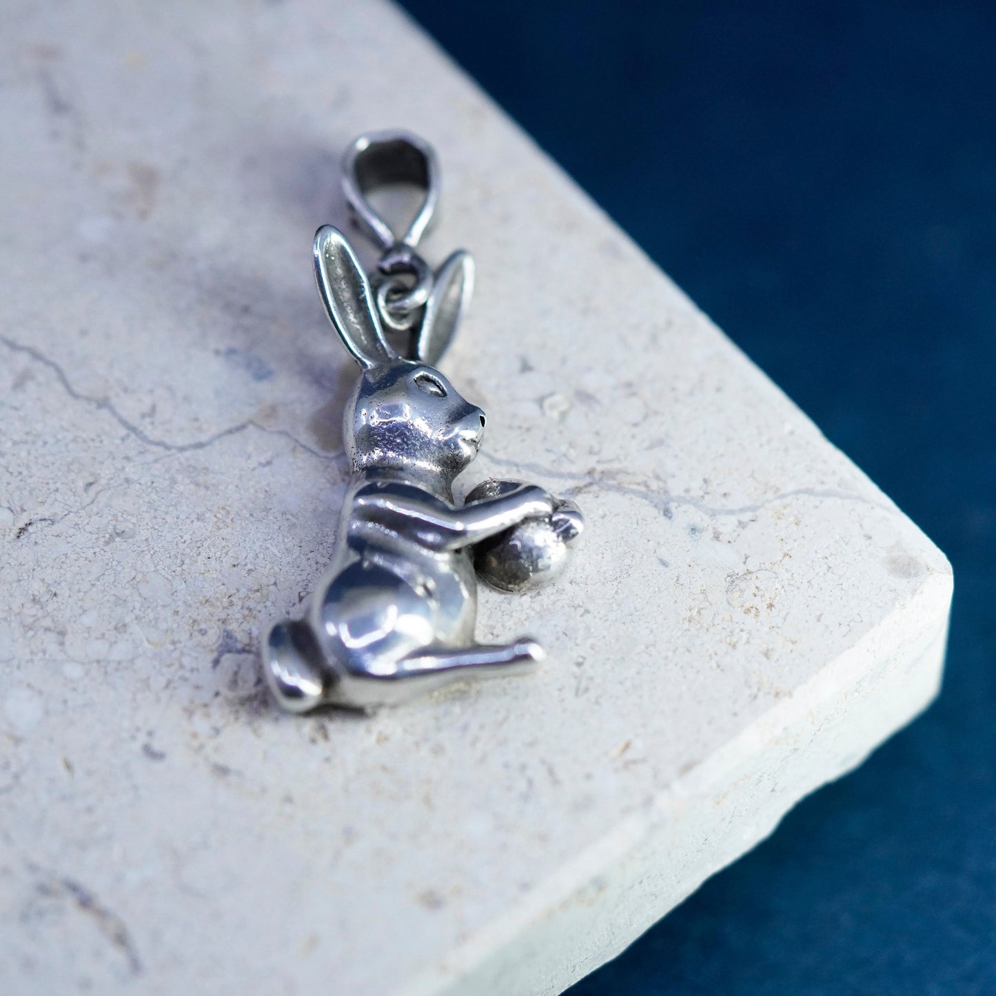 Vintage Sterling silver handmade pendant, 925 bunny rabbit