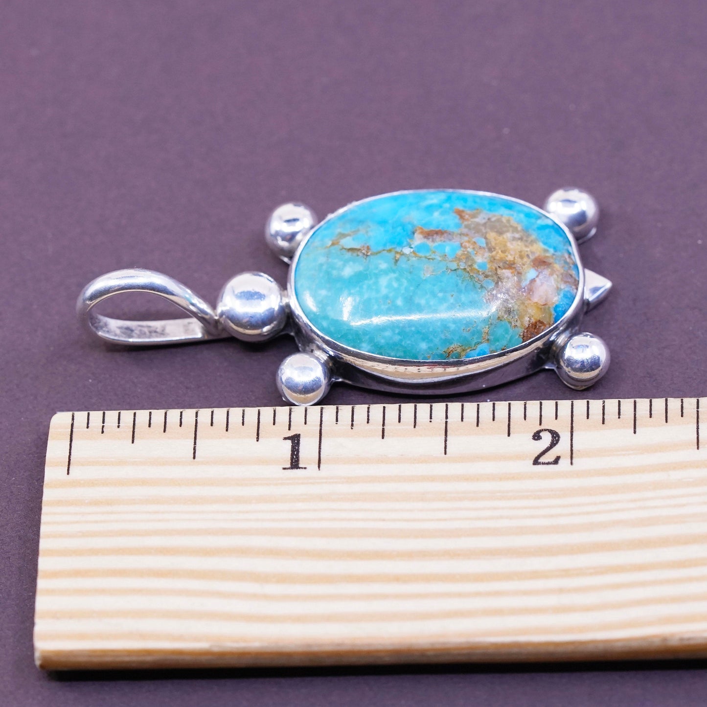 Native American Felix Joe sterling silver pendant, Navajo 925 cripple turquoise