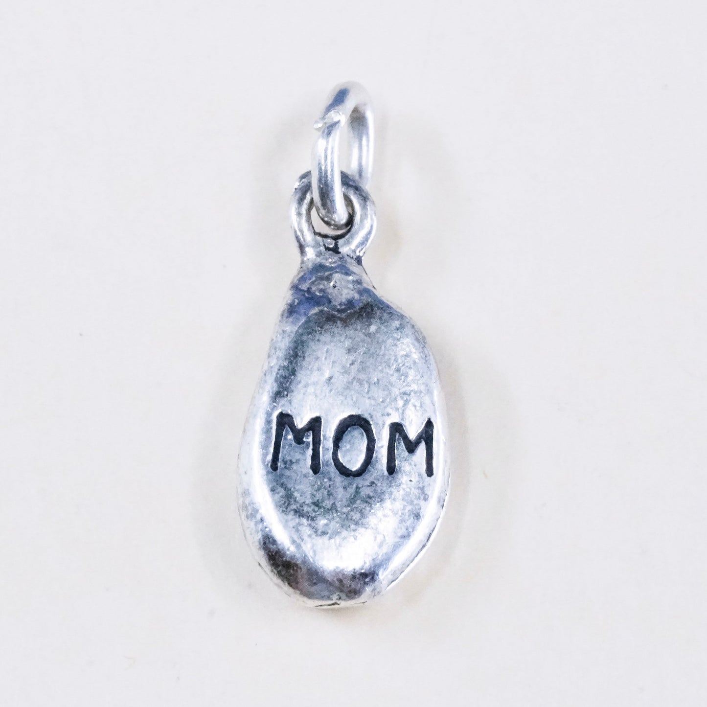 Vintage DV sterling silver Nugget charm, 925 pendant with “mom” embossed