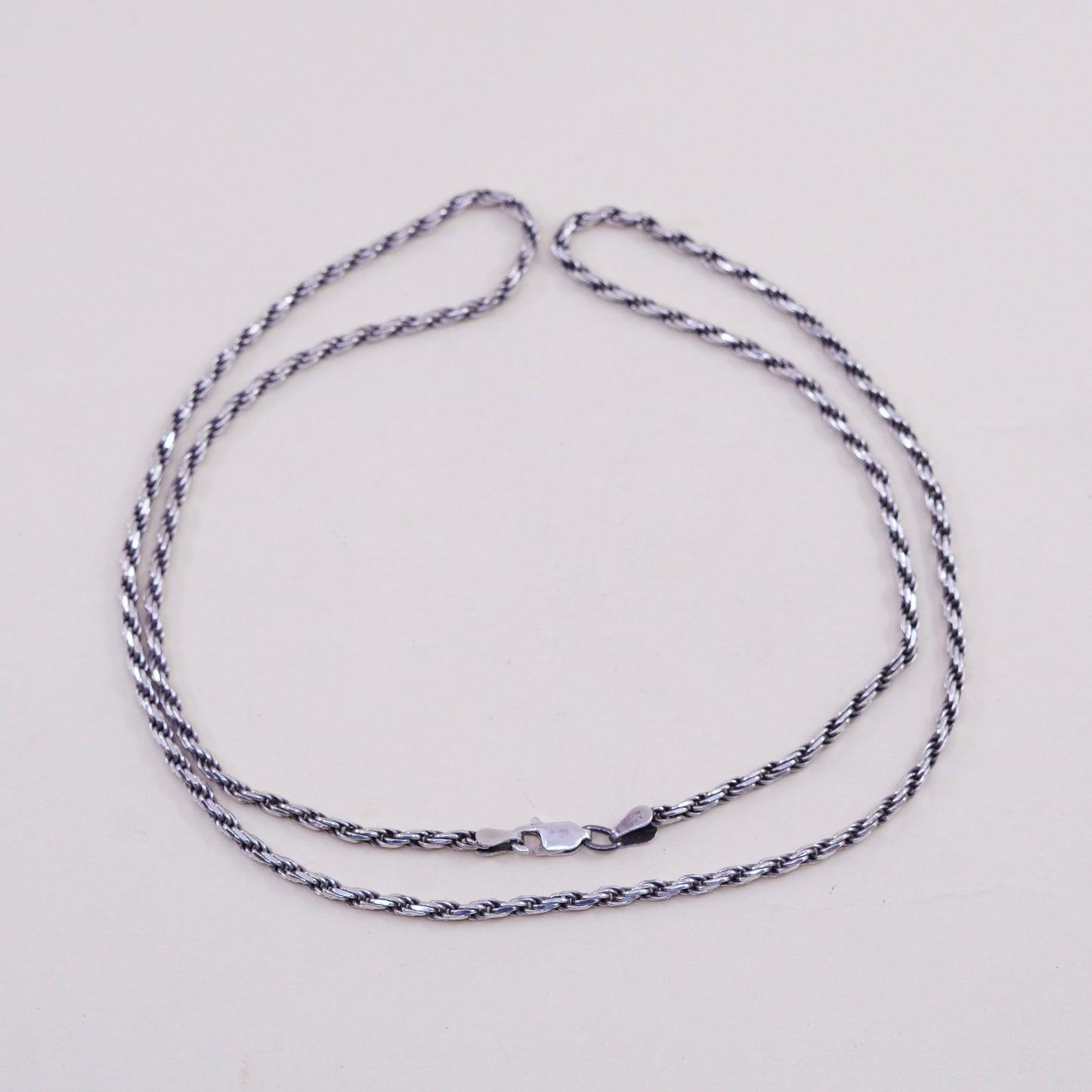 24”, 4mm, vintage Sterling silver necklace, 925 diamond rope chain