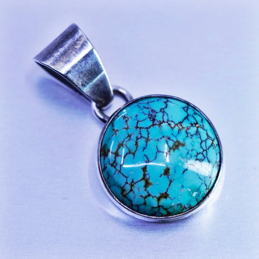 antique southwestern sterling 925 silver pendant with turquoise