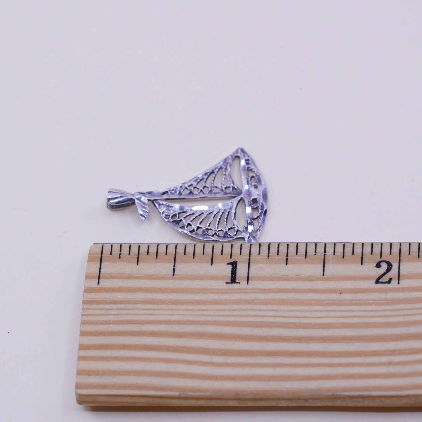 vtg sterling silver handmade filigree pendant, 925 soufeel sailing boat charm