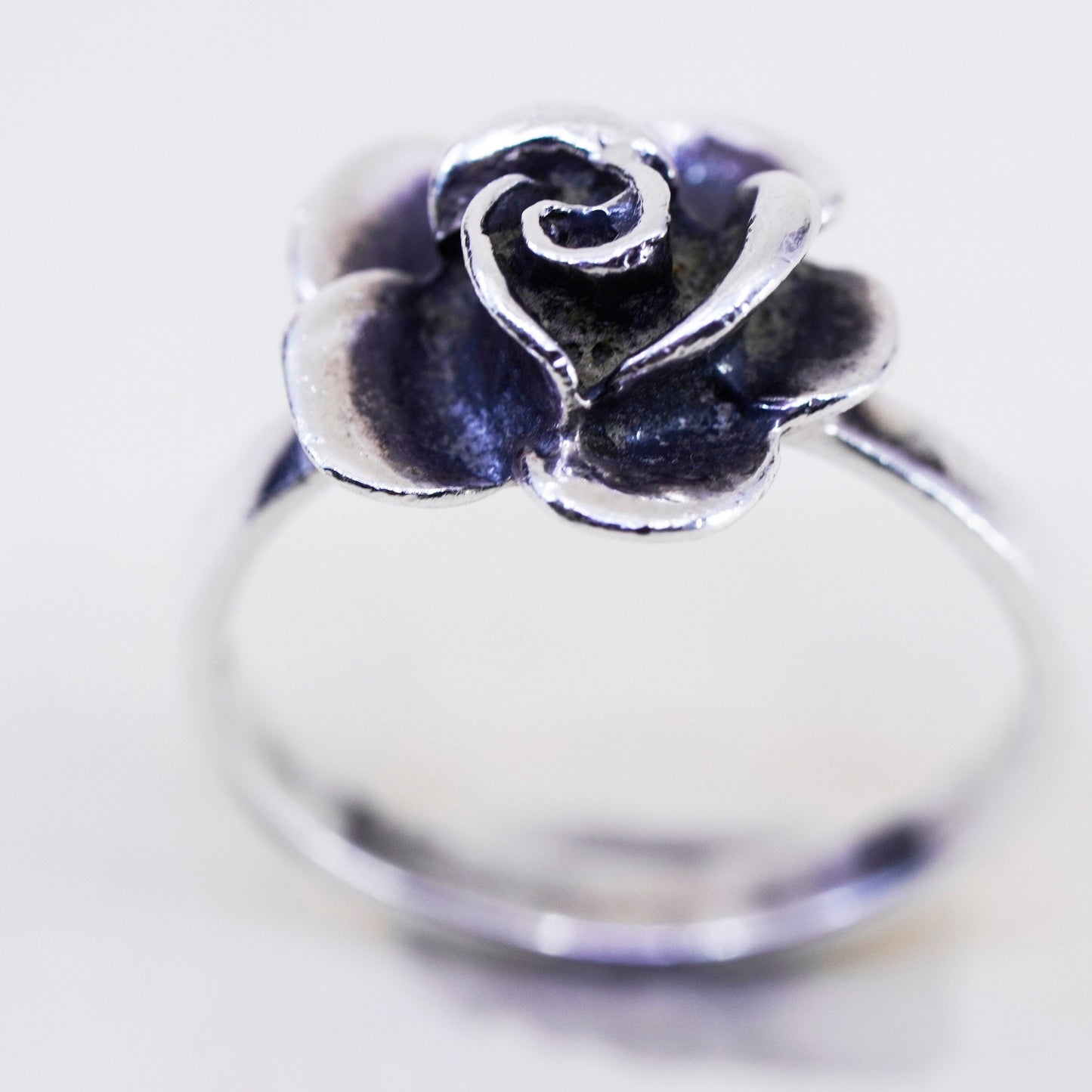 Size 6, vintage Sterling silver handmade ring, 925 flower