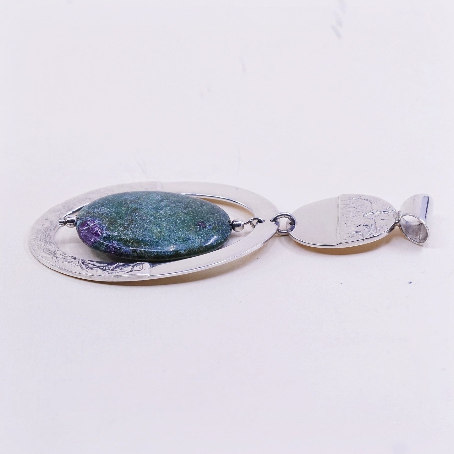 Vintage DDD mexico sterling silver handmade pendant, 925 oval with turquoise