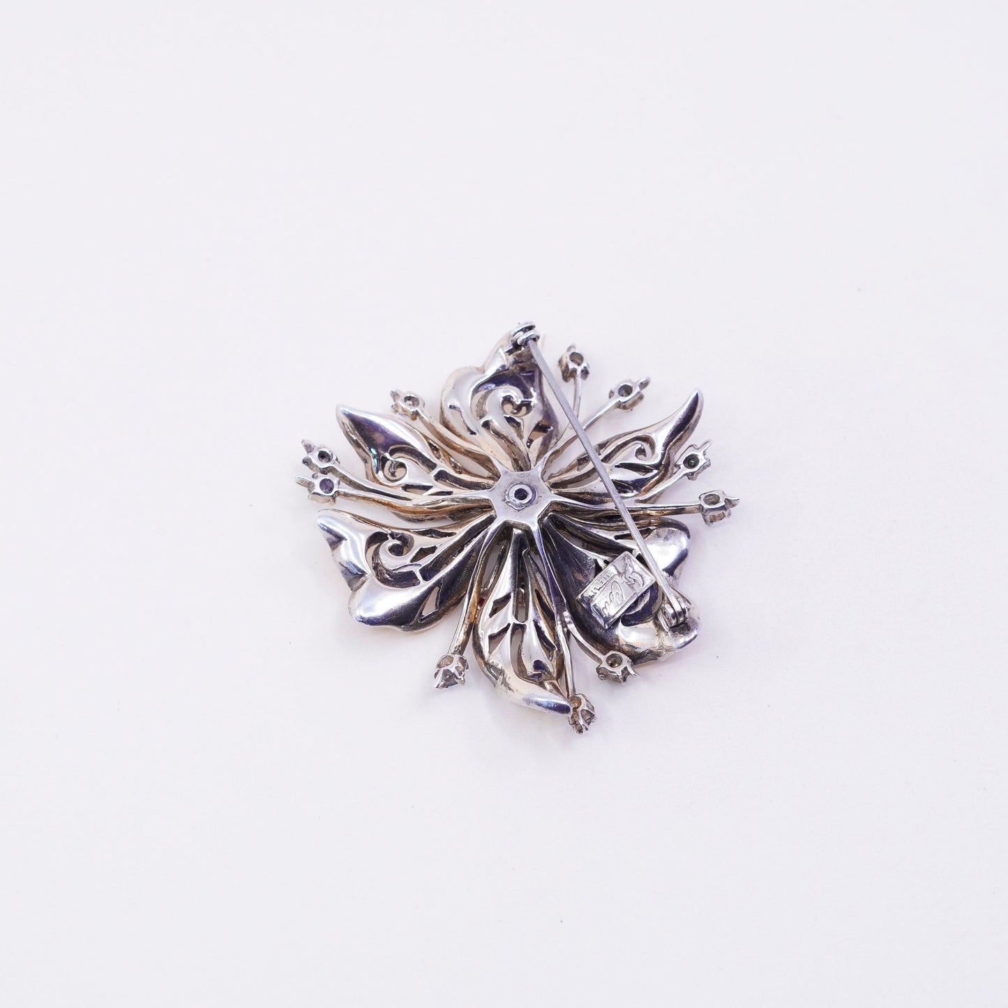 Coro craft vermeil gold filled sterling silver brooch, 925 flower snowflake pin