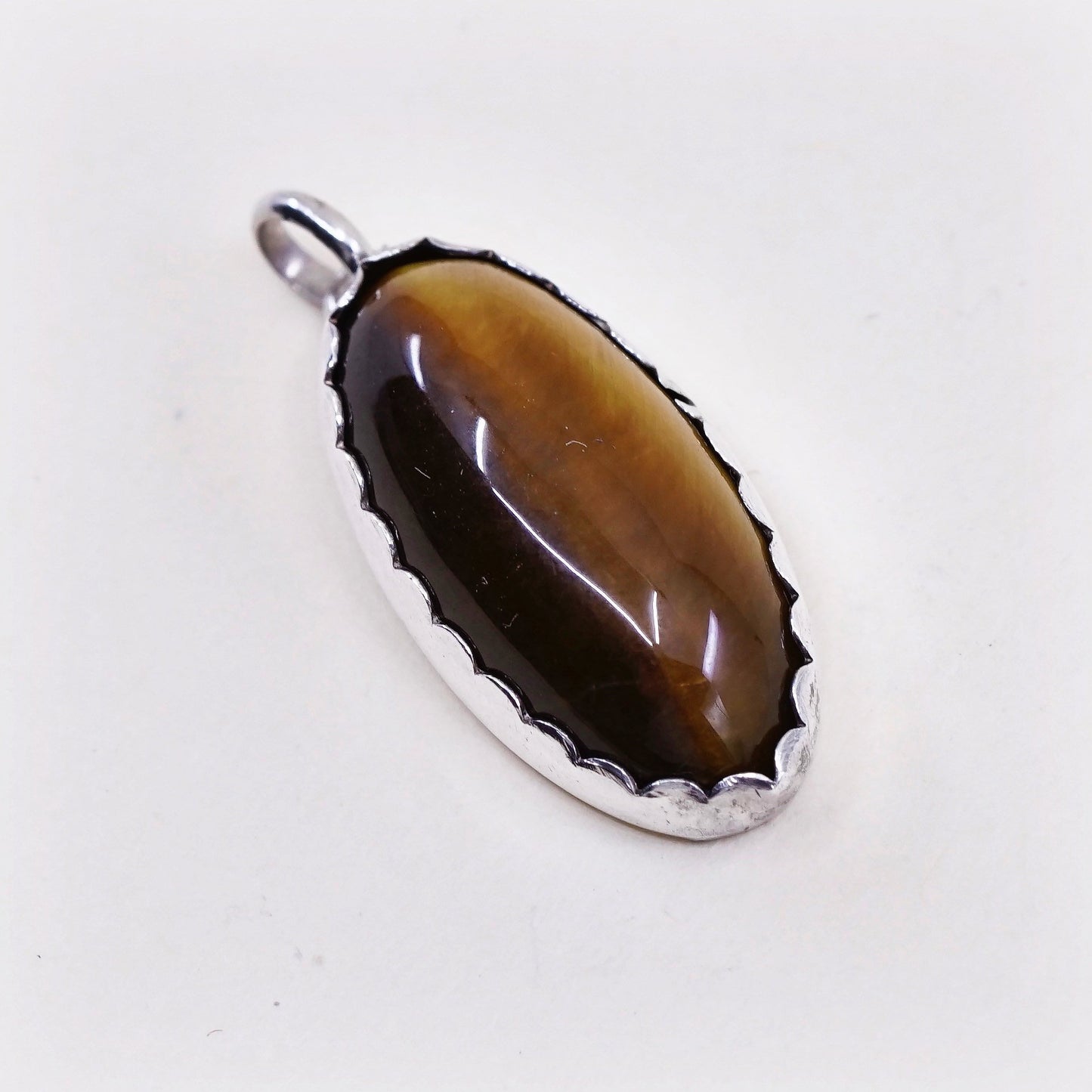 Vintage sterling silver charm with golden tiger eye, 925 handmade pendant