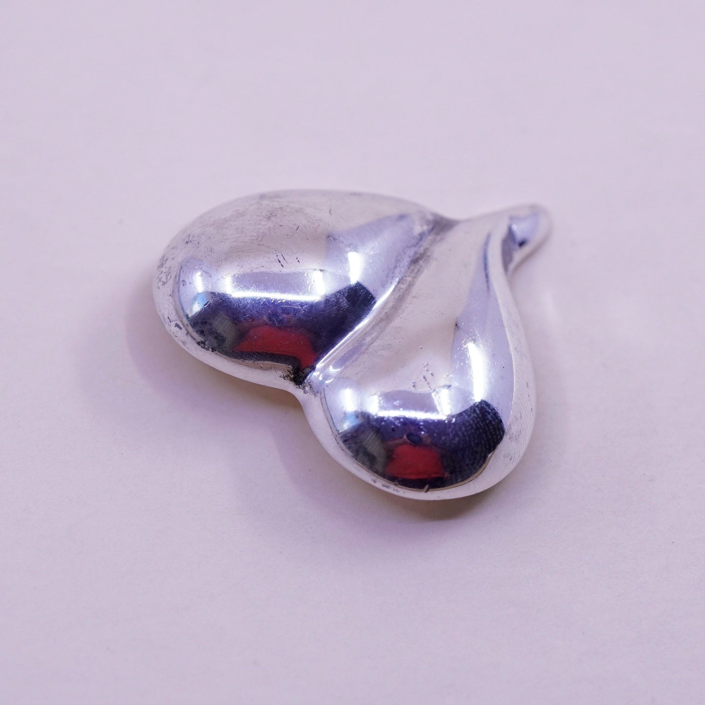 Vintage Mexico Sterling silver handmade brooch, modern 925 heart pin