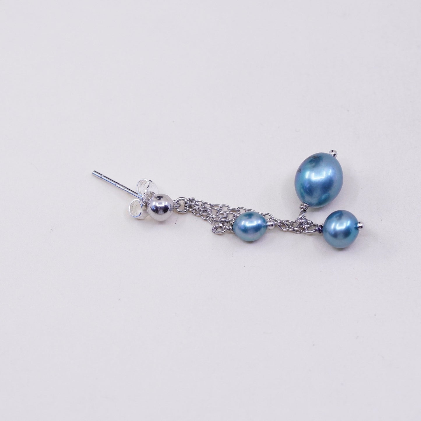 Vintage sterling 925 silver handmade earrings with fringe pearl dangles