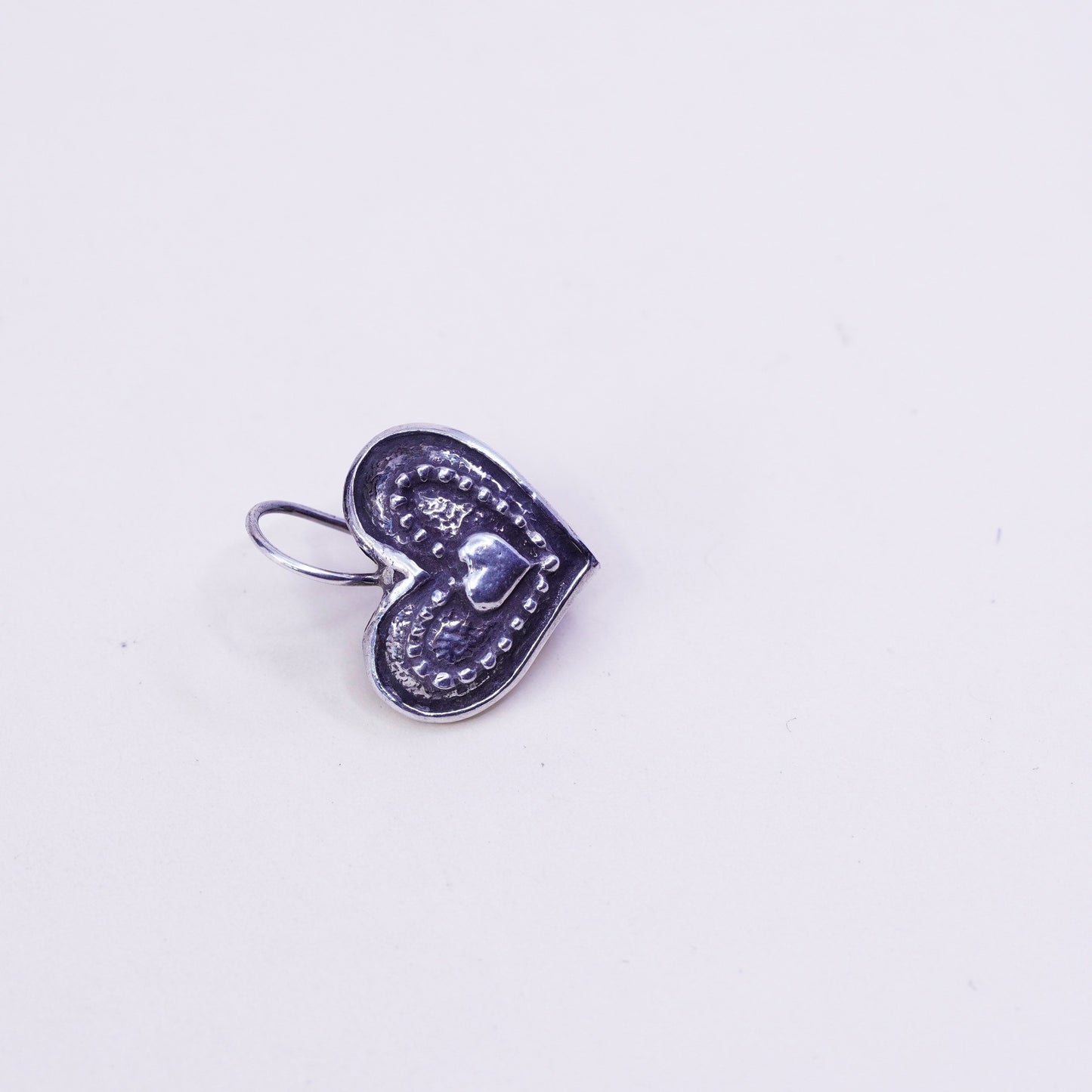 Vintage Israel Sterling silver handmade earrings, Israel 925 heart drops