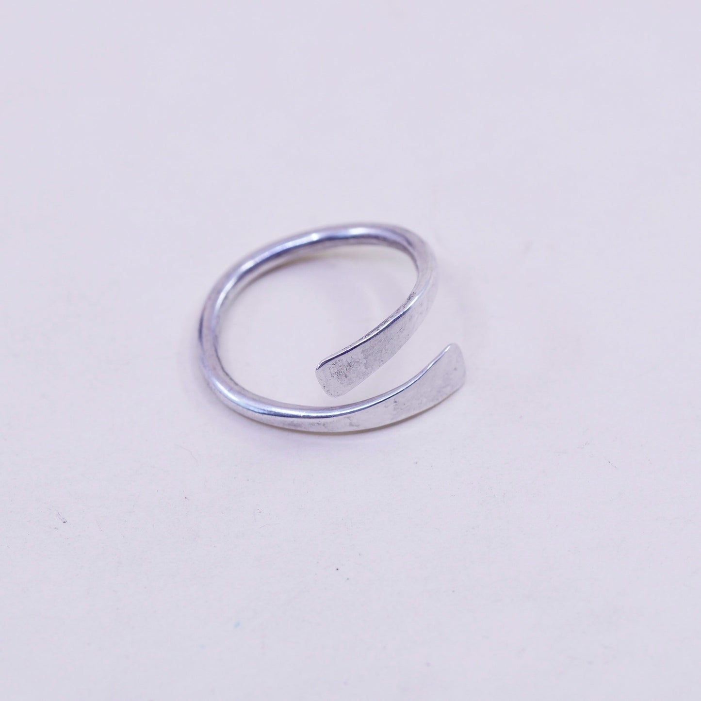 Size adjustable, vintage sterling silver handmade statement ring, 925 wrap band