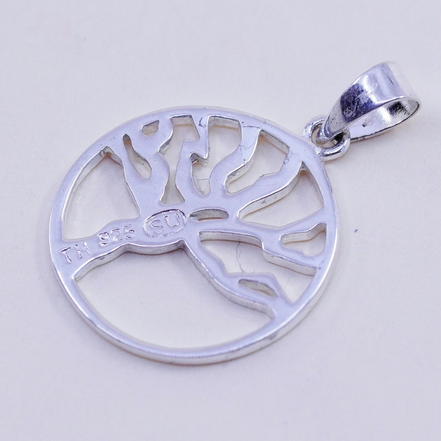 Vintage Sterling silver handmade pendant, 925 filigree tree tag