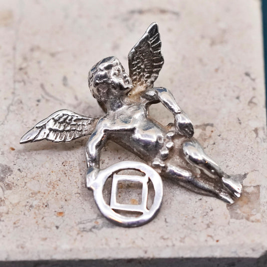 Vintage sterling silver handmade pendant, 925 angel, Jupiter charm