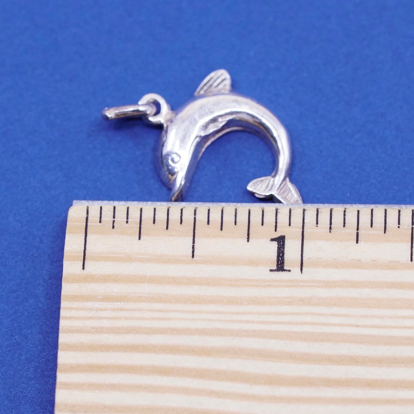 Vintage Sterling silver handmade Dolphin pendant, 925 charm