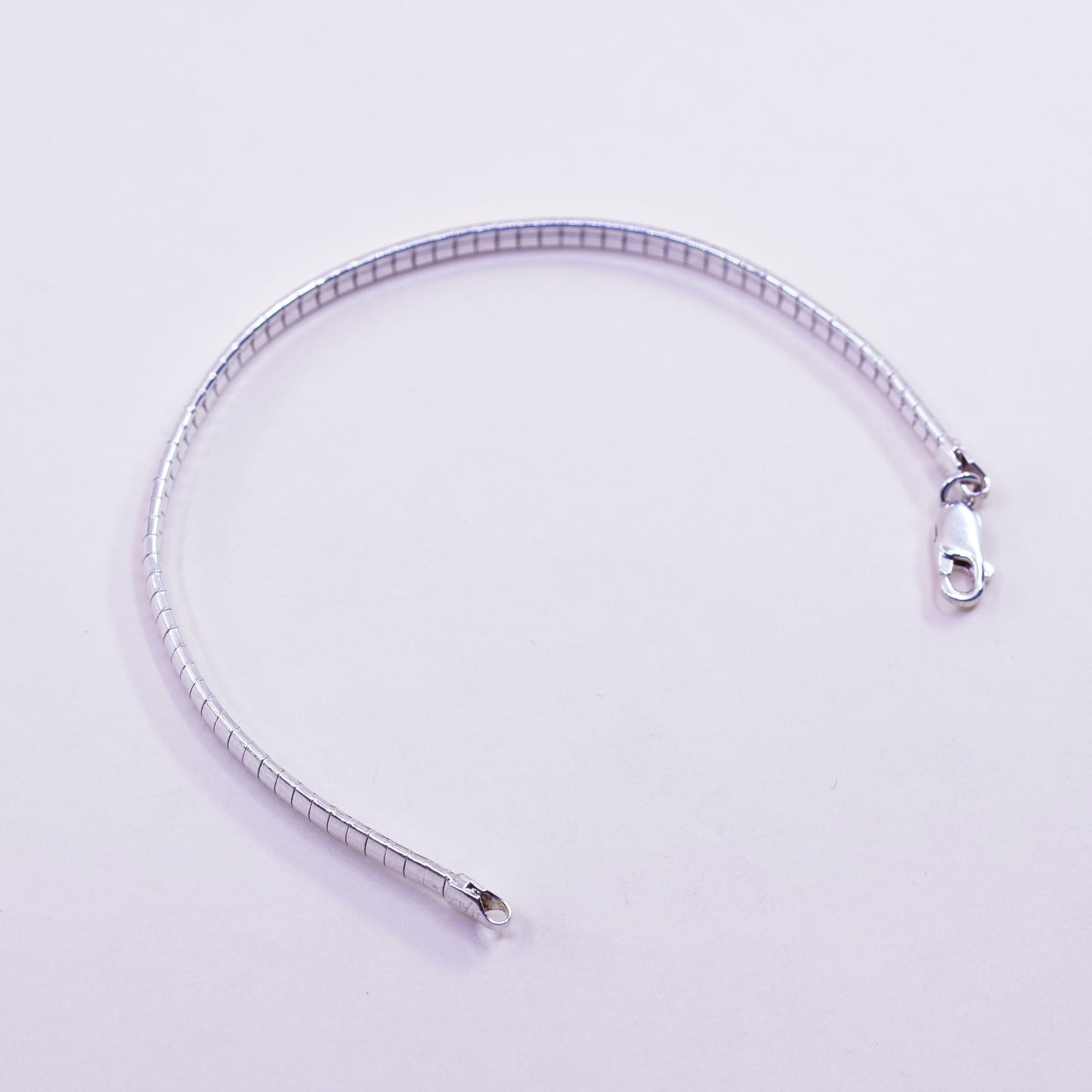 7”, 4mm, Vintage Sterling silver omega bracelet, Italy 925 chain