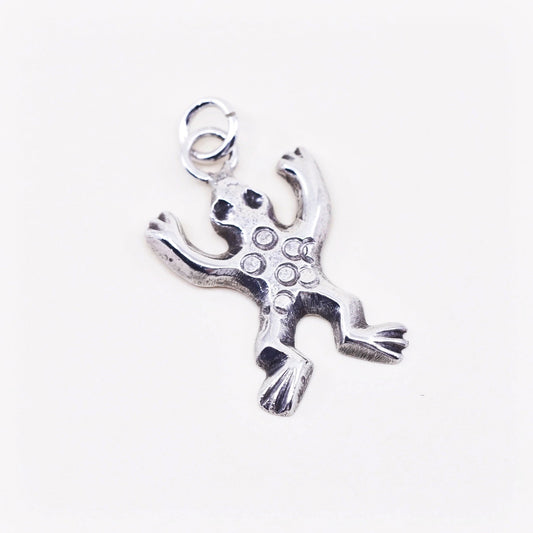 Handmade vintage Sterling silver pendant, 925 frog shaped charm
