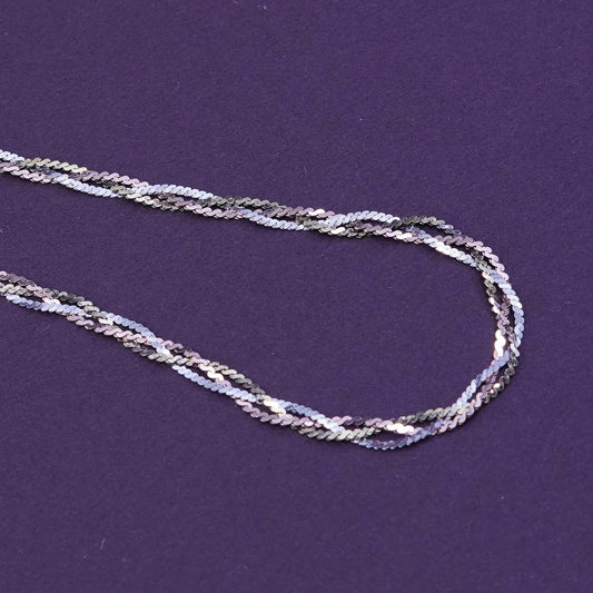 24”, IBB vermeil gold Sterling 925 silver 3 strands braided woven s necklace