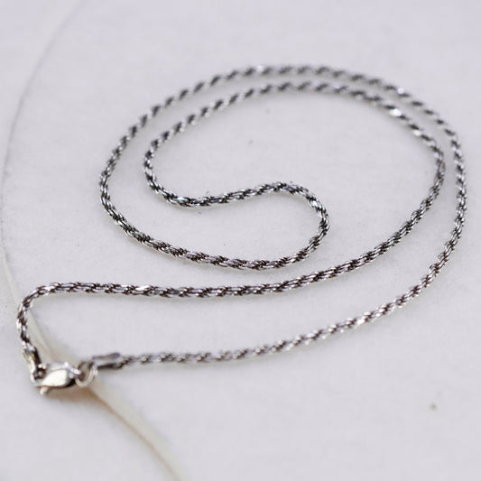 18” 2mm, vintage Italy Sterling 925 silver Singapore rope chain necklace