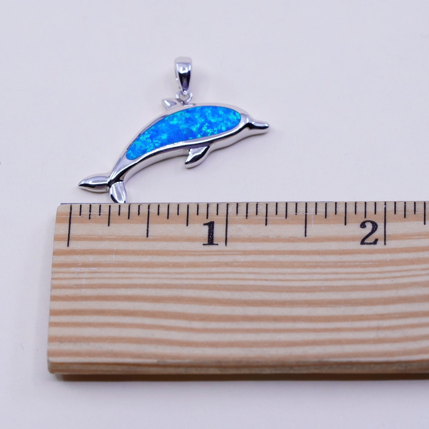 Vintage zuni Sterling silver handmade pendant, 925 dolphin with opal