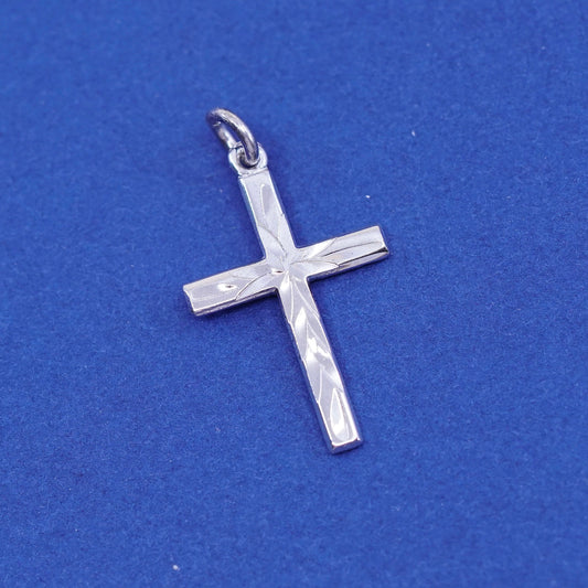 Vtg Sterling silver Handmade charm, 925 cross pendant, stamped sterling