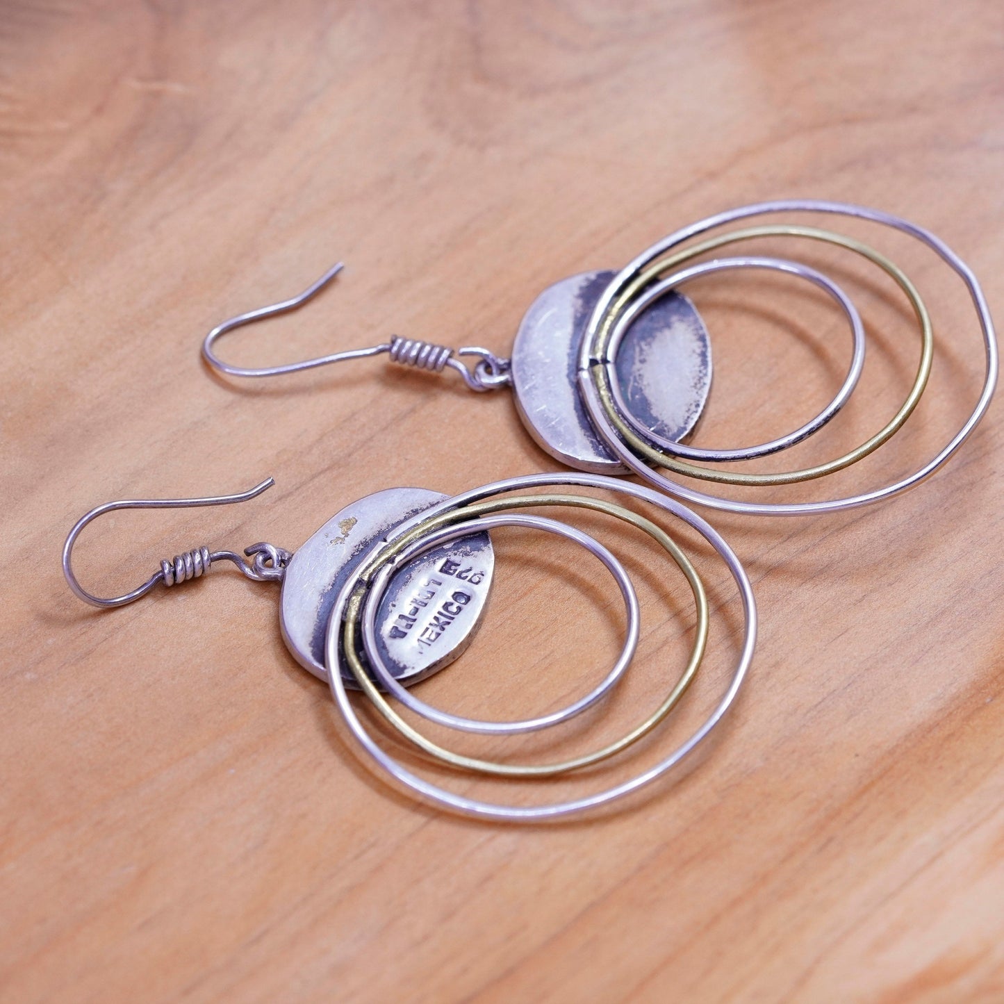 Vintage Southwestern 925 Sterling silver handmade loop earrings with turquoise