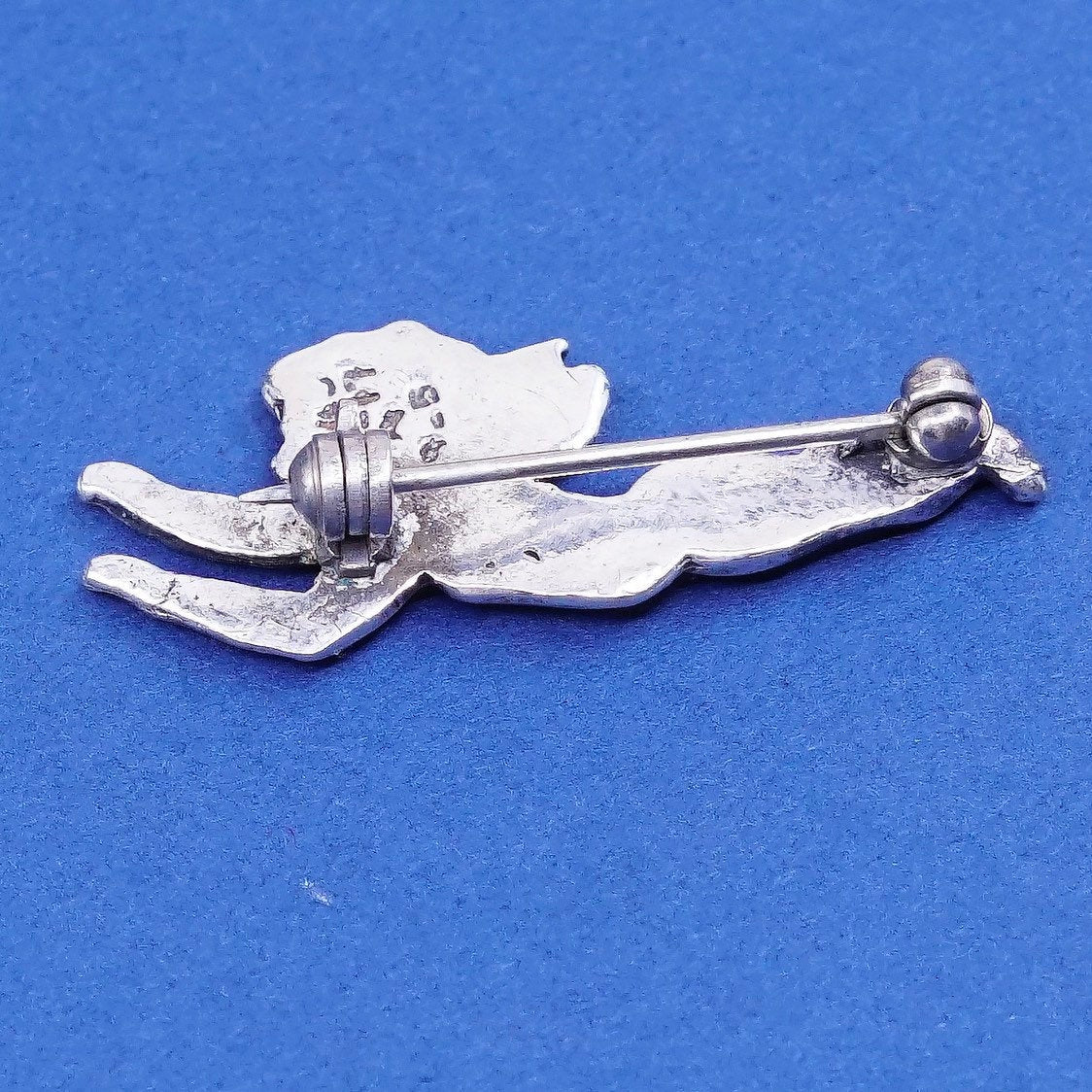 vtg Sterling silver handmade pin, 925 fairy, angel brooch