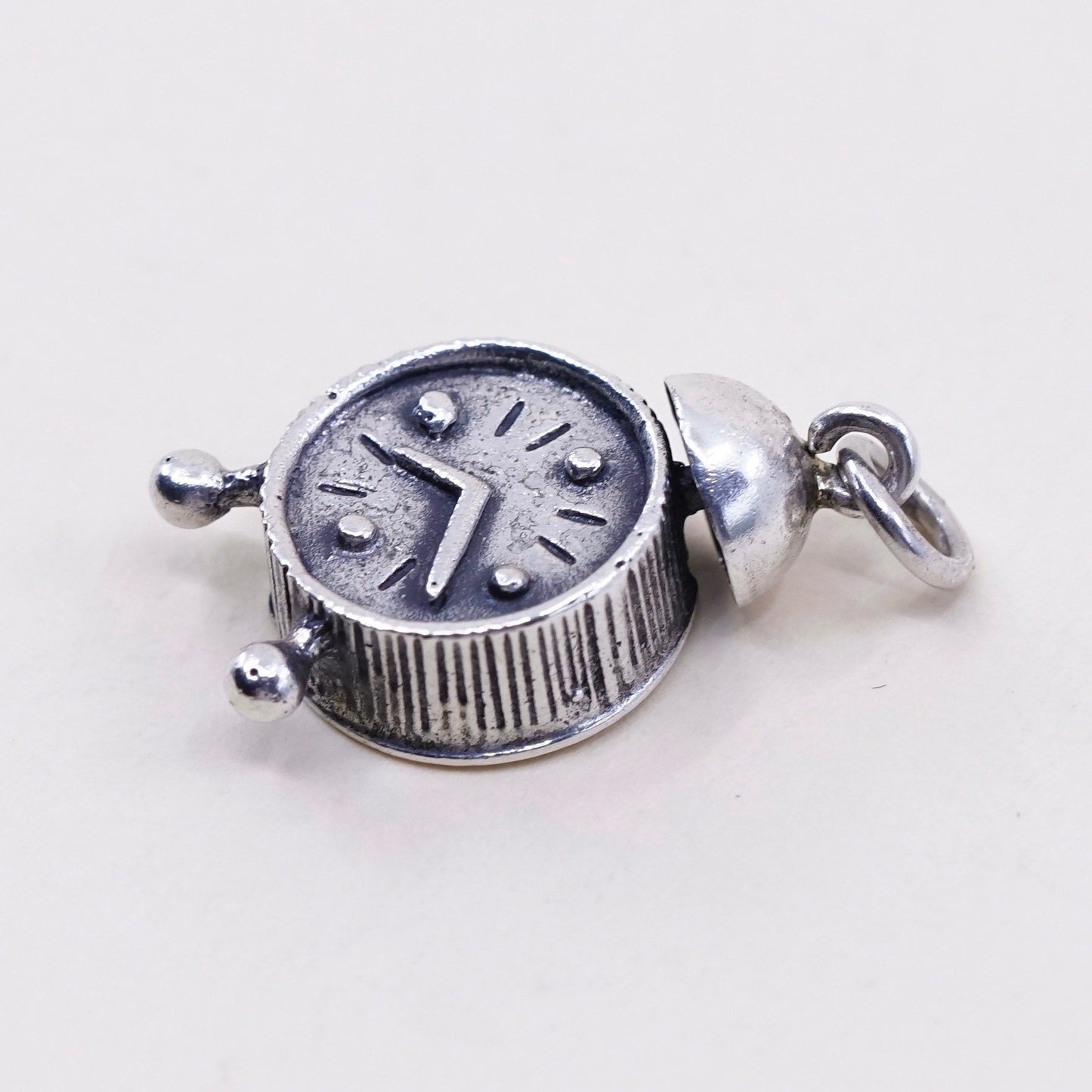 Vintage danecraft sterling silver handmade pendant, 925 old fashion clock charm