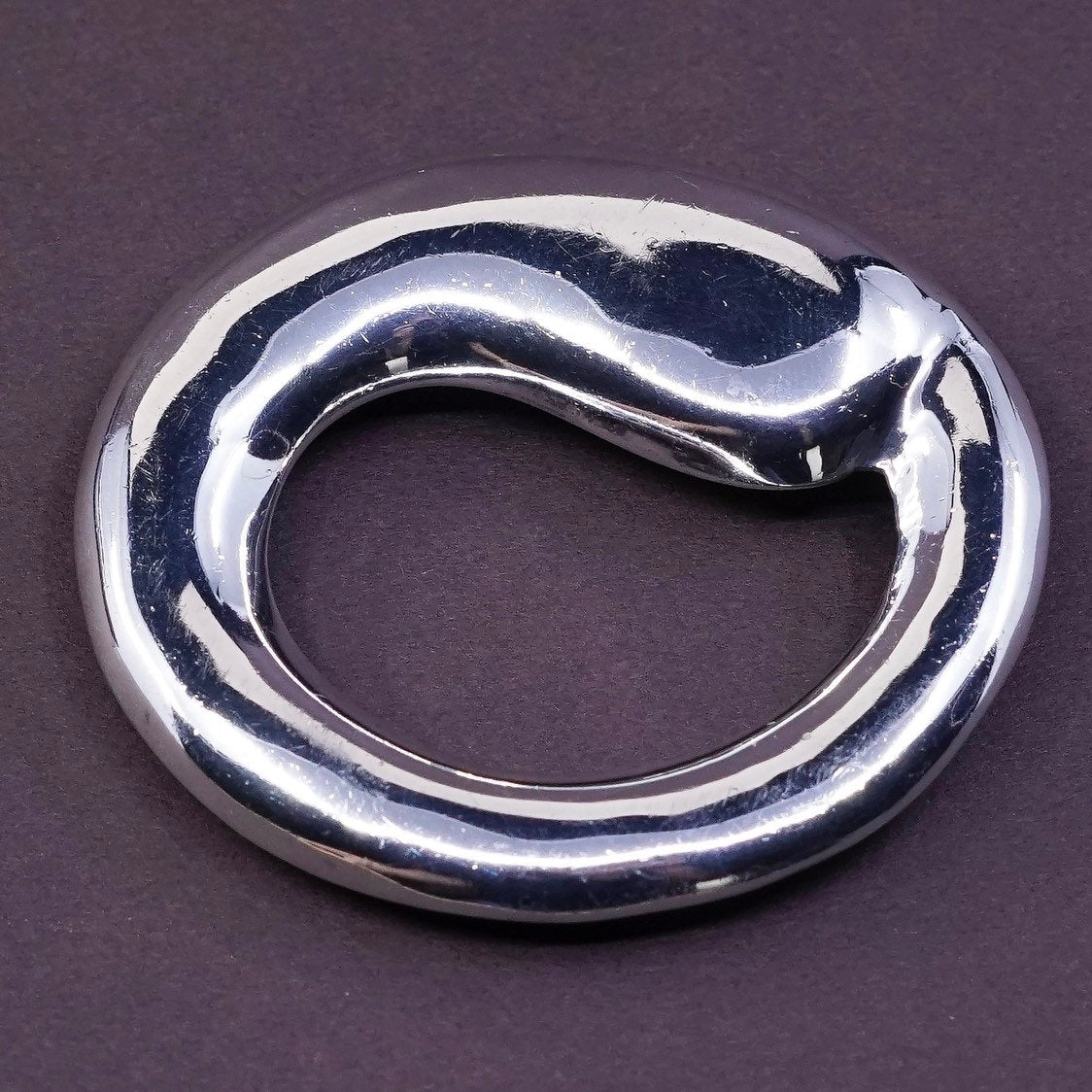 vtg huge 1.5” Sterling silver handmade circle pendant, 925 high polished circle