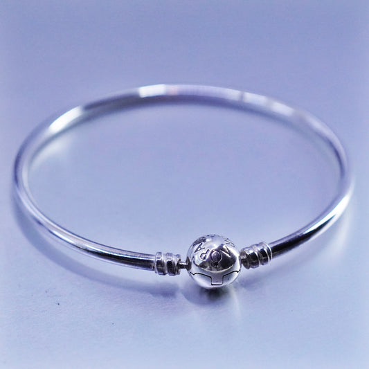 7.5”, Vintage Pandora Sterling 925 silver handmade bracelet, charm bangle
