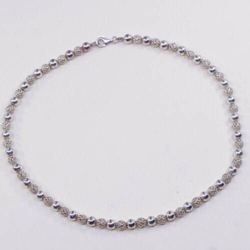 16”, Vintage sterling 925 silver handmade beads necklace, Stamped 925 Utaoy